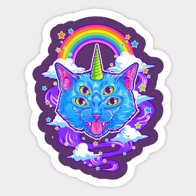 Unicorn Cat Sticker by Retkikosmos